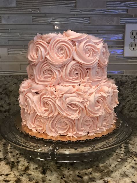 two tier rosette cake|pink rosette cake.